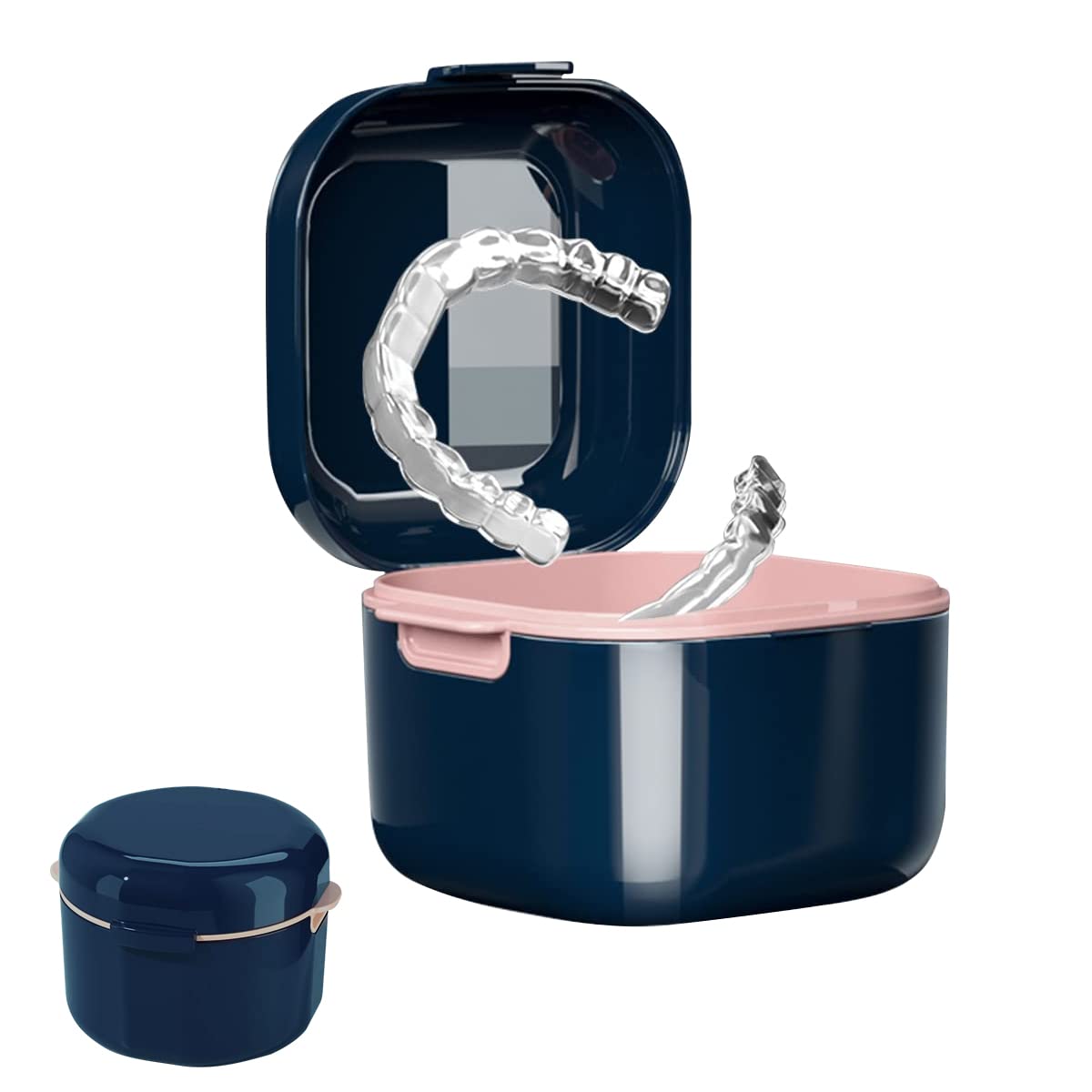 HANNEA Denture Case, Denture Bath Case Cup Box Holder Storage Soak Container with Strainer Basket for Travel, Retainer Cleaning (Blue) HANNEA Denture Case, Denture Bath Case Cup Box Holder Storage Soak Container with Strainer Basket for Travel, Retainer Cleaning (Blue)